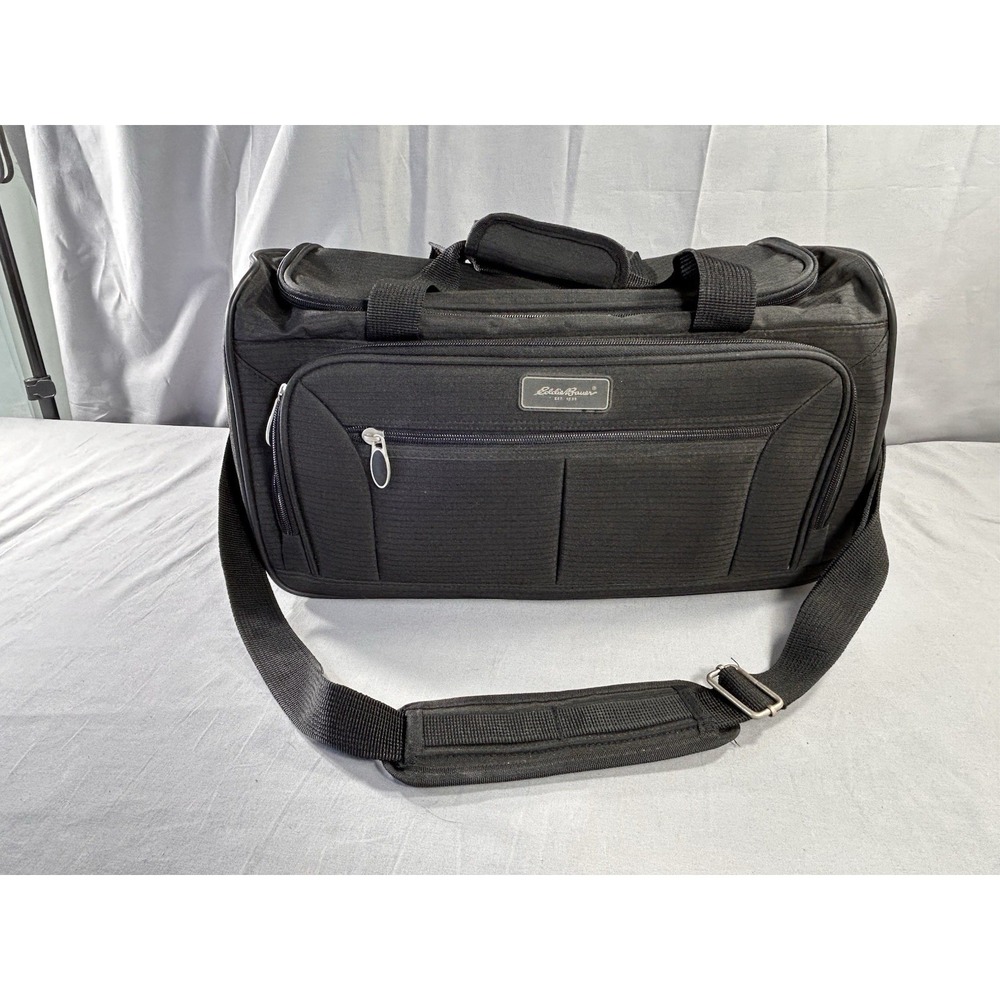 Eddie Bauer travel black duffle bag 18"x11"x8.50" top carry handle and shoulder